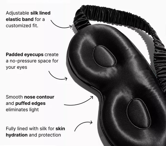 Black 3D Mulberry Silk Eye Mask